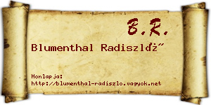 Blumenthal Radiszló névjegykártya